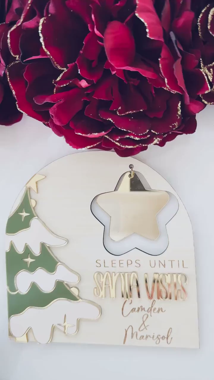 Sleeps Until Santa Visits Countdown Sign | Christmas Countdown Board | Magnetic Star Tracker | Personalized Holiday Decor